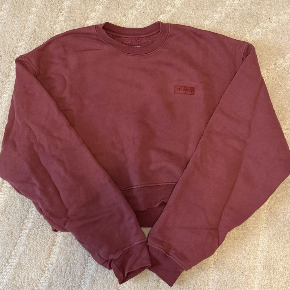 SET ACTIVE pink/purple cropped crewneck